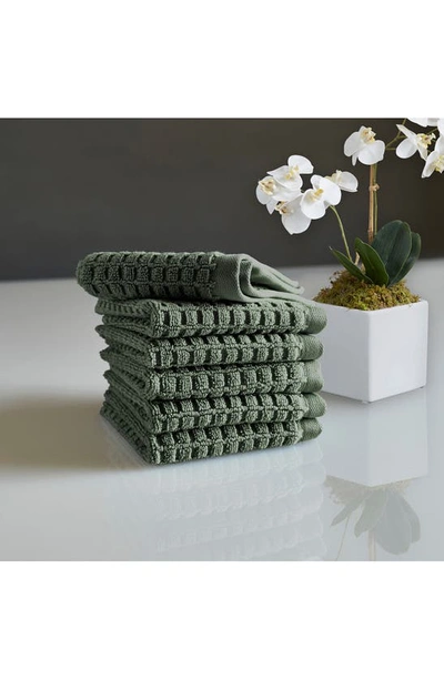 Dkny 6-pack Cotton Washcloths In Moss