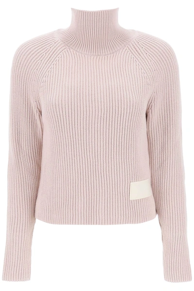 Shop Ami Alexandre Mattiussi Ami Paris English Rib Funnel-neck Sweater In Pink