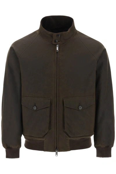 Shop Baracuta Waxed G9 Harrington Jacket In Brown