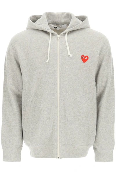 Shop Comme Des Garçons Play Full Zip Hoodie In Mixed Colours