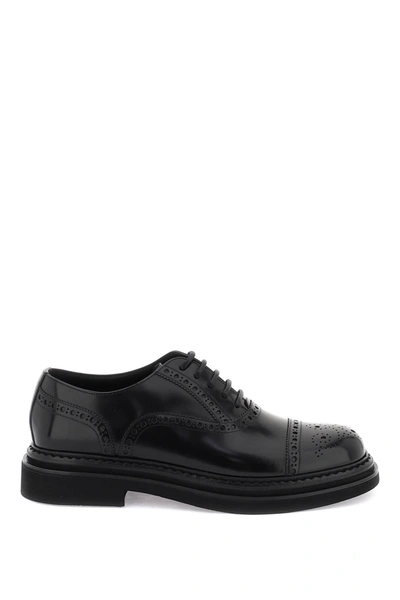 Shop Dolce & Gabbana Brushed Leather Oxford Lace-ups In Black