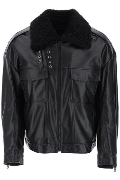 Shop Dolce & Gabbana Leather-and-fur Biker Jacket In Black