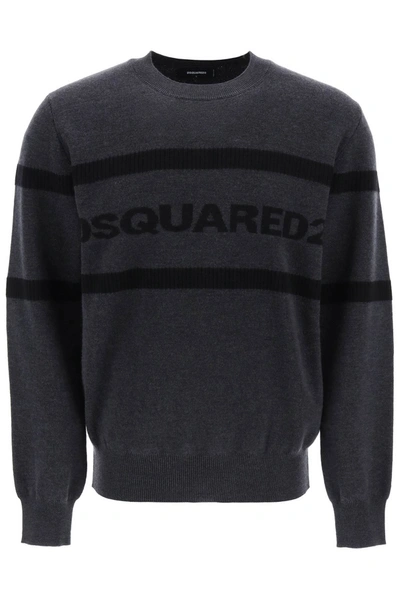 Shop Dsquared2 Jacquard Logo Lettering Sweater In Mixed Colours