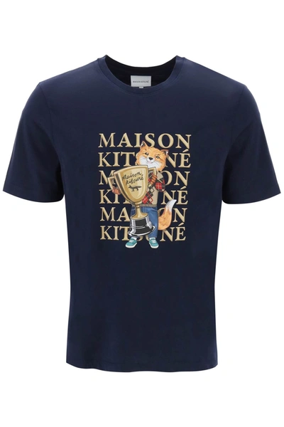 Shop Maison Kitsuné Fox Champion T-shirt In Blue