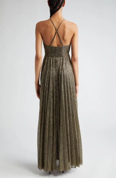 Shop A.l.c Angelina Pleated Metallic Maxi Dress In Gold