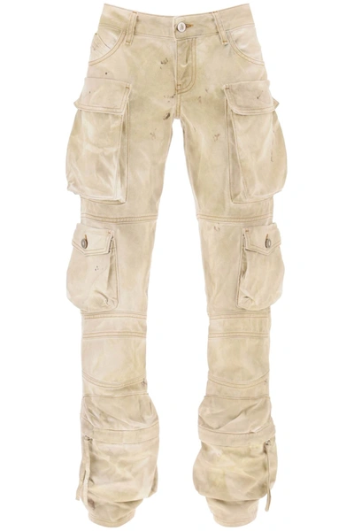 Shop Attico 'essie' Cargo Pants With Marble Effect In Beige