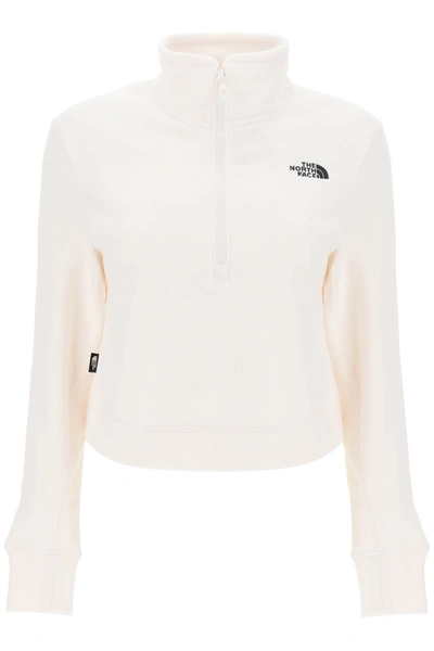 Shop The North Face Glacer Cropped Fleece Sweatshirt In White