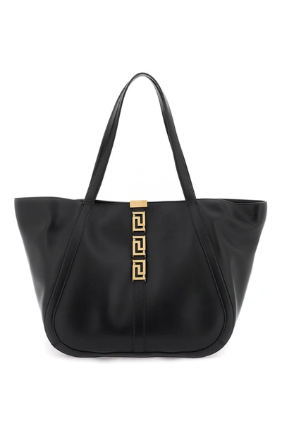Shop Versace Greca Goddess Tote Bag In Black