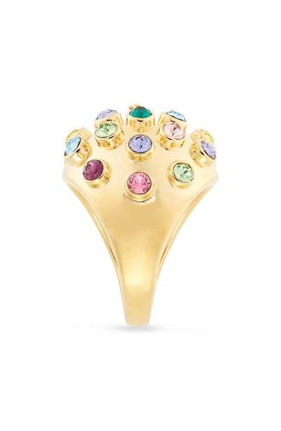 Shop Oscar De La Renta Sputnik Crystal Ring In Gold/ Rainbow
