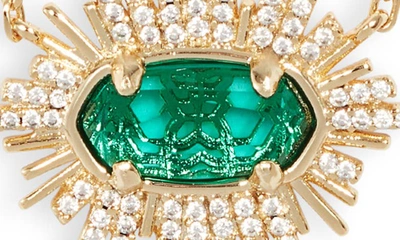 Shop Kendra Scott Grayson Sunburst Pendant Necklace In Gold Green Glass