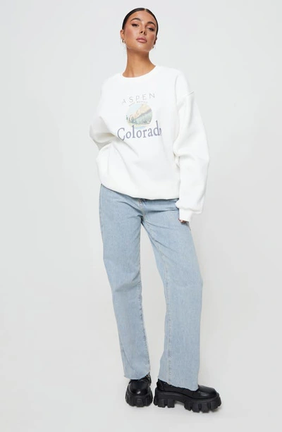 Shop Princess Polly Colorado Oversize Graphic Sweatshirt In White