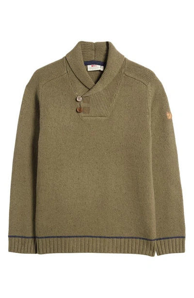 Fjall Raven Lada Regular Fit Shawl Collar Sweater In Laurel Green