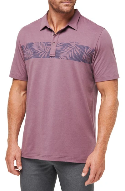 Shop Travismathew The Heather Localism Leaf Stripe Golf Polo In Flint