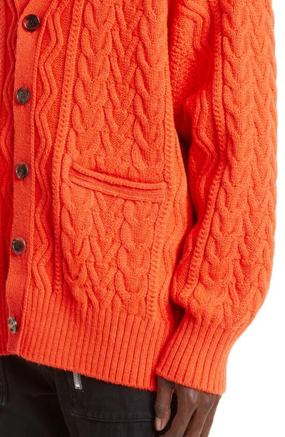 Shop Undercover Cable Knit Wool Cardigan In Orange