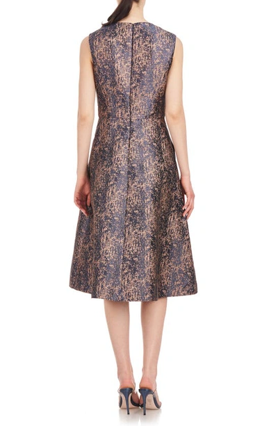 Shop Kay Unger Rhoda Inverted Pleat Sleeveless A-line Dress In Dark Midnight