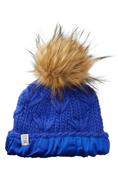 Shop Sht That I Knit Sh*t That I Knit The Motley Satin Lined Merino Wool Beanie In Royal Blue