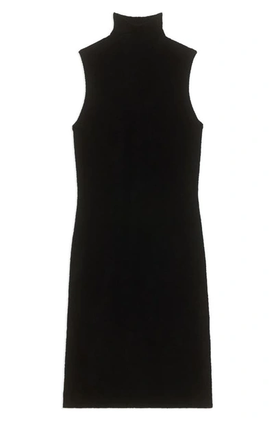 Shop Theory Sleeveless Turtleneck Velvet Dress In Black
