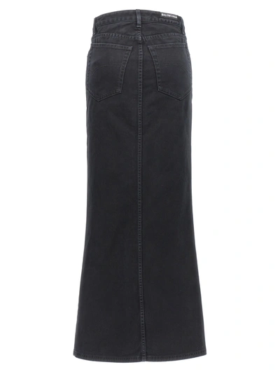 Shop Balenciaga Denim Long Skirt Skirts Black