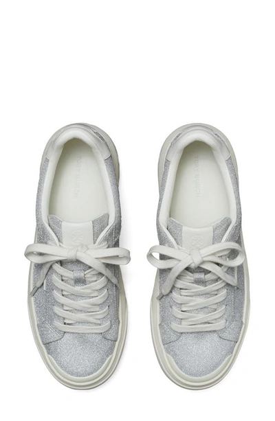 Shop Tory Burch Ladybug Sneaker In Silver Glitter / Blanc