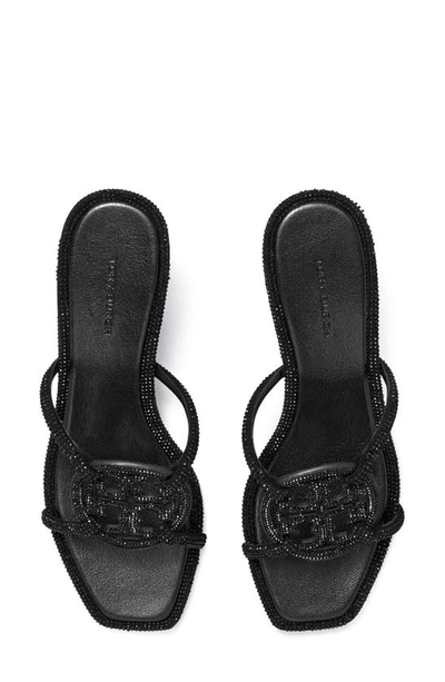 Shop Tory Burch Miller Bombé Pavé Kitten Heel Slide Sandal In Perfect Black