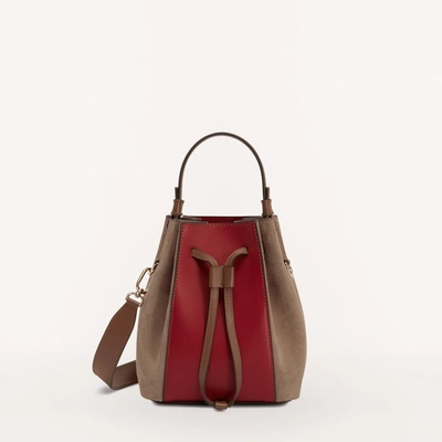 Shop Furla Miastella Bucket Bag Mini In Red