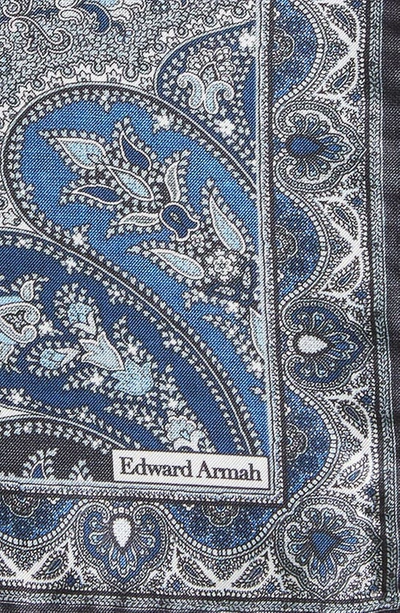 Shop Edward Armah Paisley Silk Pocket Square In Gray