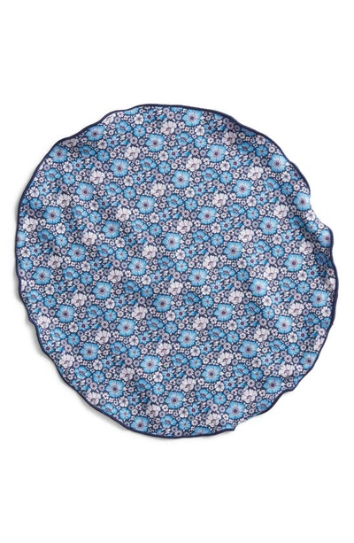 Shop Edward Armah Floral & Shadowed Dots Reversible Silk Pocket Circle In Navy