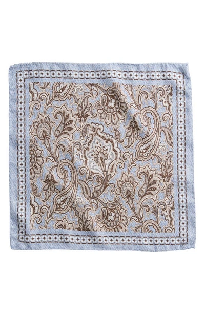 Shop Edward Armah Paisley & Floral Silk Reversible Pocket Square In Light Blue