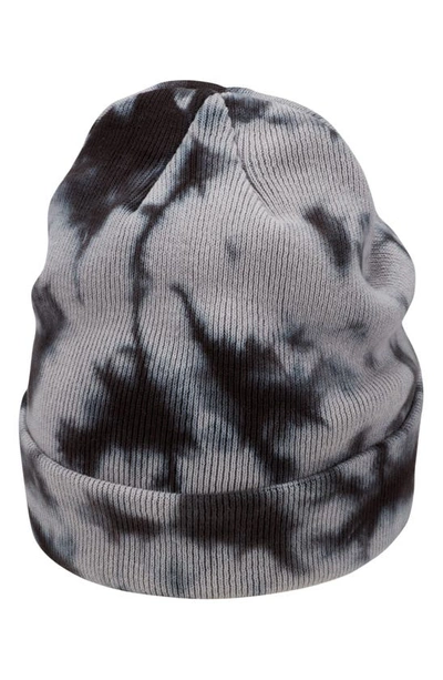 Nike Terra Tie Dye Cuff Cotton Rib Beanie In Black/ Grey