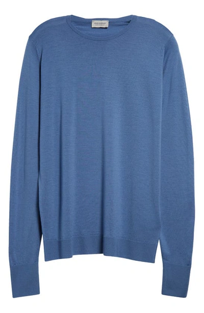 Shop John Smedley Marcus Virgin Wool Crewneck Sweater In Riveira Blue