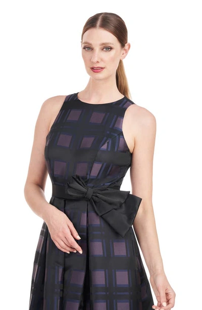 Kay Unger Women's Arabella Plaid Jacquard Walk-thru Jumpsuit In Night Blue