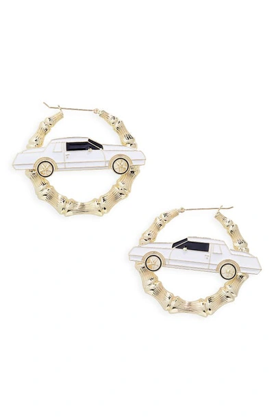 Shop Bella Dona Lowrider Hoop Earrings In Gold/ White