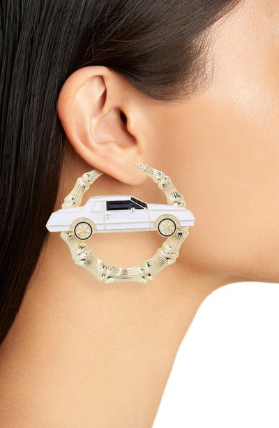 Shop Bella Dona Lowrider Hoop Earrings In Gold/ White