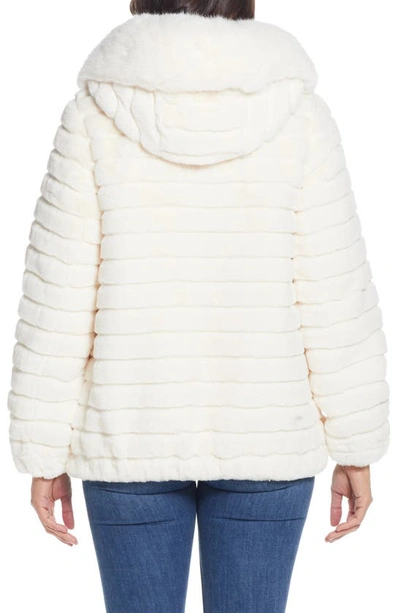 Gallery Hooded Faux Fur Jacket In Cream
