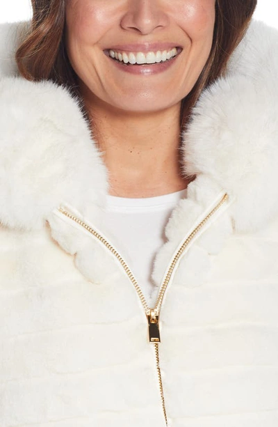 Gallery Hooded Faux Fur Jacket In Cream