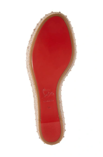 Shop Christian Louboutin Pyraclou Studded Espadrille Wedge Sandal In F608 Leche/ Lin Leche