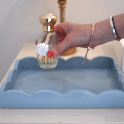 Addison Ross Ltd Pale Denim Small Lacquered Scalloped Tray