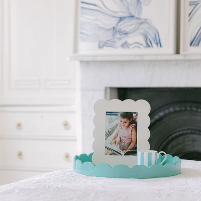 Addison Ross Ltd Turquoise Round Medium Lacquered Scallop Tray