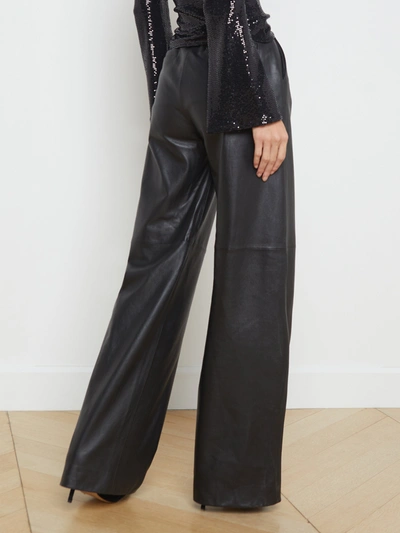 L Agence Livvy Mid-rise Straight-leg Leather Trousers In Black