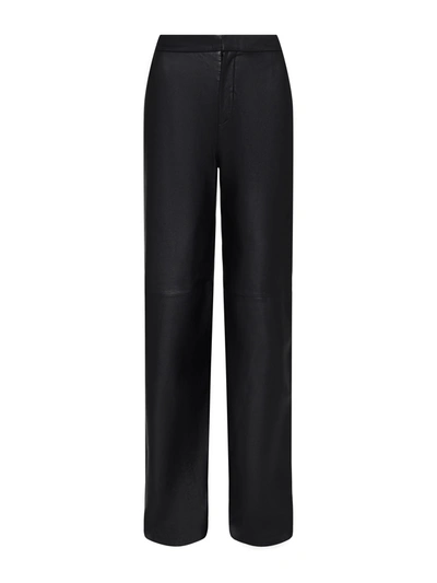 Shop L Agence Livvy Leather Straight-leg Trouser In Black
