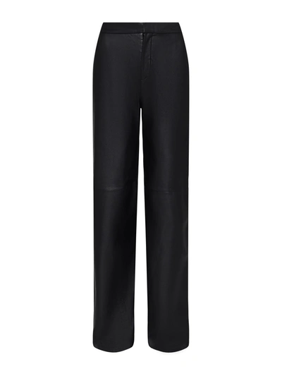 L Agence Livvy Mid-rise Straight-leg Leather Trousers In Black