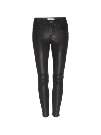Shop Frame Le Skinny De Jeanne Leather Pants Washed Black