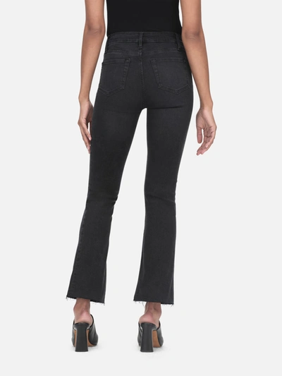 Shop Frame Le Crop Mini Raw Edge Bootcut Jeans In Black
