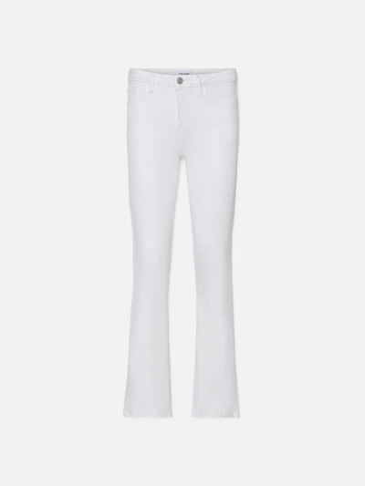 Frame Le Crop Mid Rise Cropped Bootcut Jeans In Blanc In White