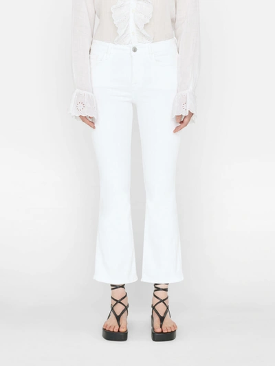 Frame Le Crop Mid Rise Cropped Bootcut Jeans In Blanc In White