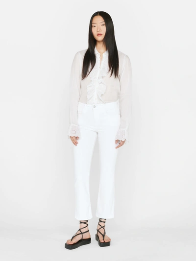 Frame Le Crop Mid Rise Cropped Bootcut Jeans In Blanc In White