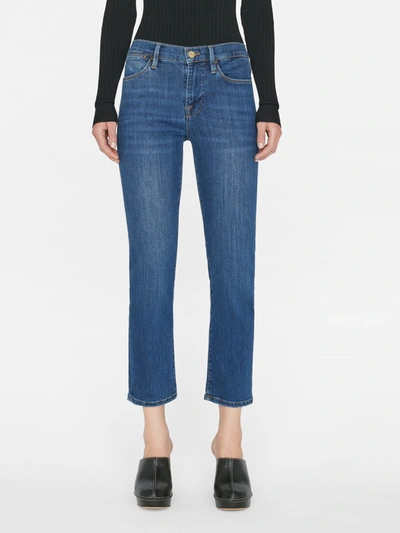 Shop Frame Le High Straight Jeans In Blue