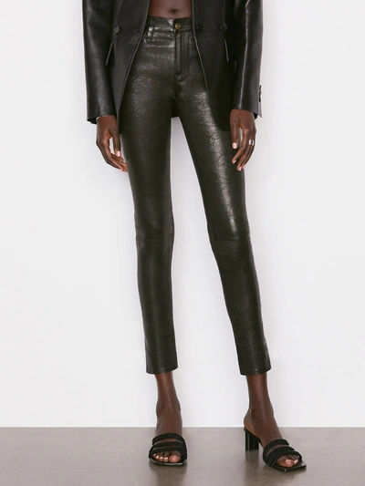 Frame Le Skinny Stretch-leather Pants In Black