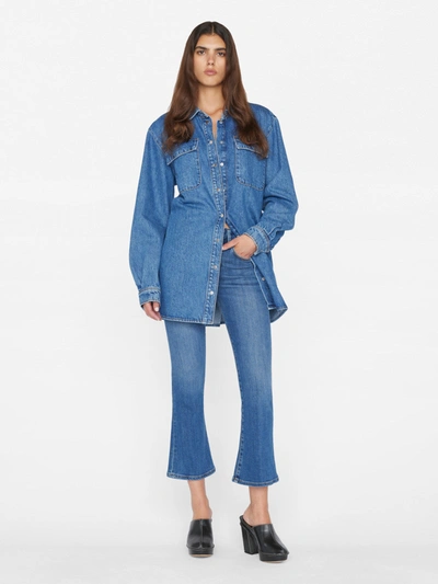 Shop Frame Le Crop Mini Bootcut Jeans Poe Denim In Blue