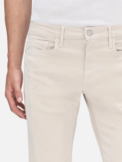 Shop Frame L'homme Slim Brushed Twill Jeans Milk Beige Denim In White